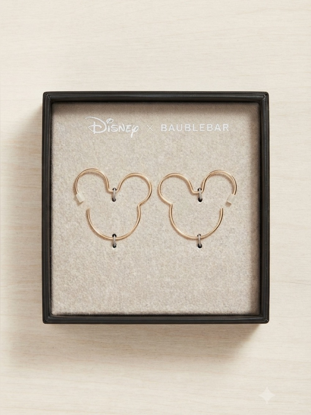 Disney x BaubleBar Mickey Mouse Gold Plated Hoop Earrings Large 2" NIB